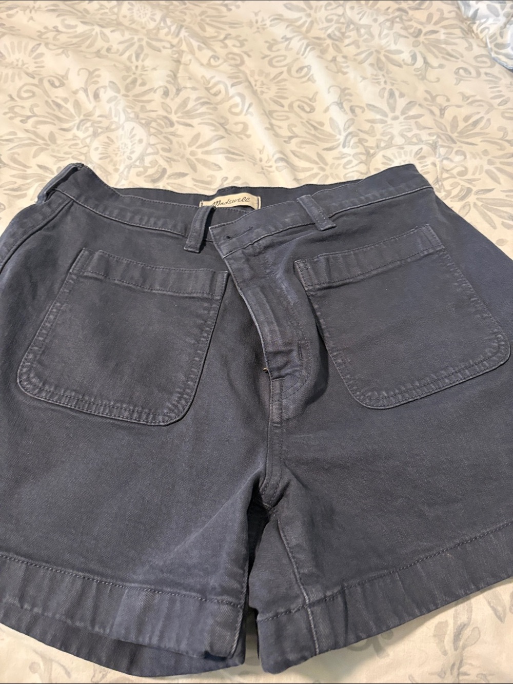 Madewell Slate Blue Cotton Utility Shorts